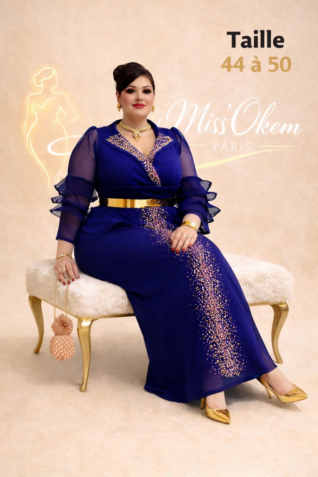 ✨ Robe Élégance Prestige – Miss’Okem Paris ✨ BLEUE