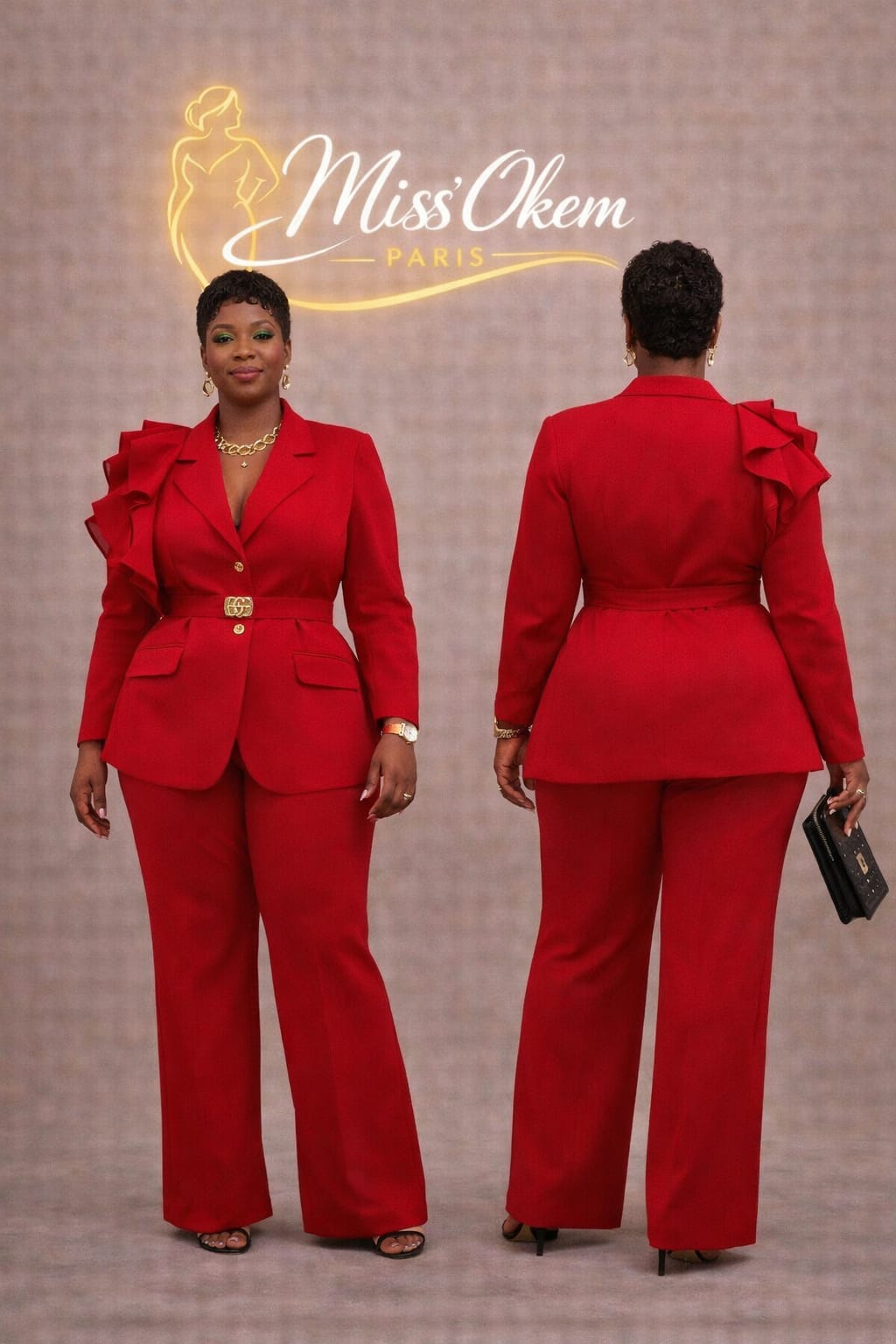 ENSEMBLE TAILLEUR ROUGE ELEGANCE